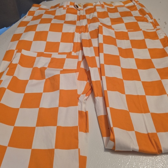 Orange and White Checkered Pants - Picture 4 of 5